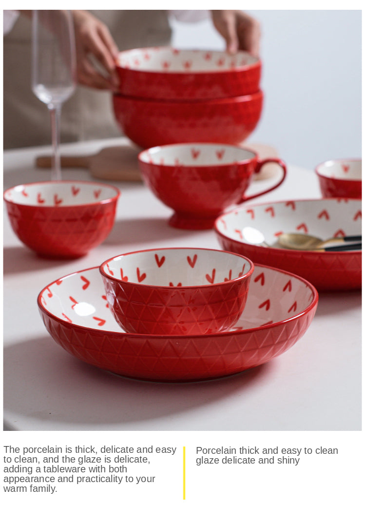Nordic Dinner Plates Set Tableware Bowl Set Household Ceramic Tableware Dinnerware Set Bowl Plate Soup Bowl Set Kitchen Supplies