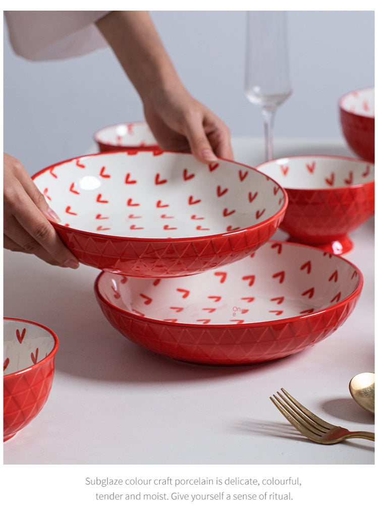 Nordic Dinner Plates Set Tableware Bowl Set Household Ceramic Tableware Dinnerware Set Bowl Plate Soup Bowl Set Kitchen Supplies