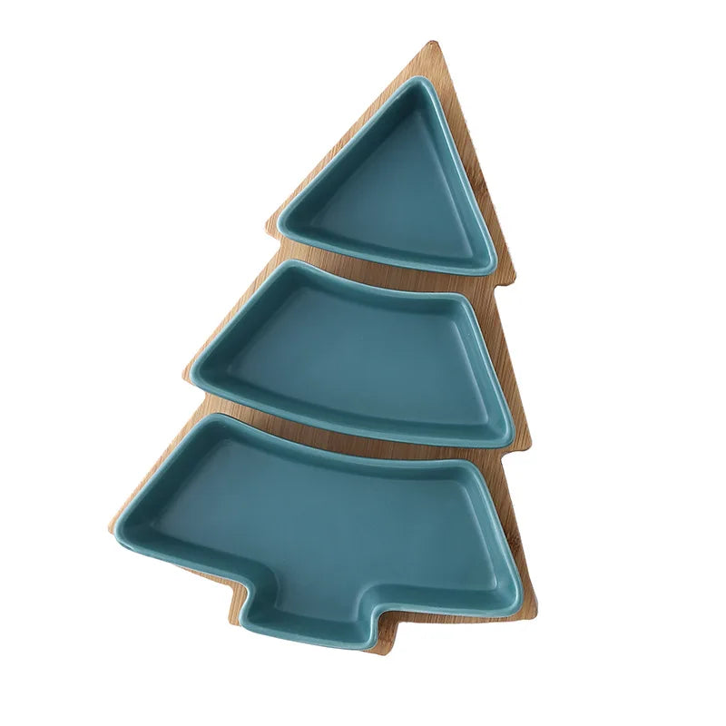 Christmas Tree Dessert Plate Set Cake Fruit Candy Ceramic Dish Porcelain Plates Tray Set