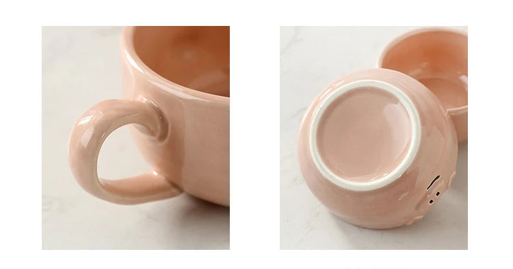 European Creative Cute Pink Pig Tableware Dishes Home Ceramic Plate Breakfast Nordic Wind Irregular Matte Plate Kitchen Utensils