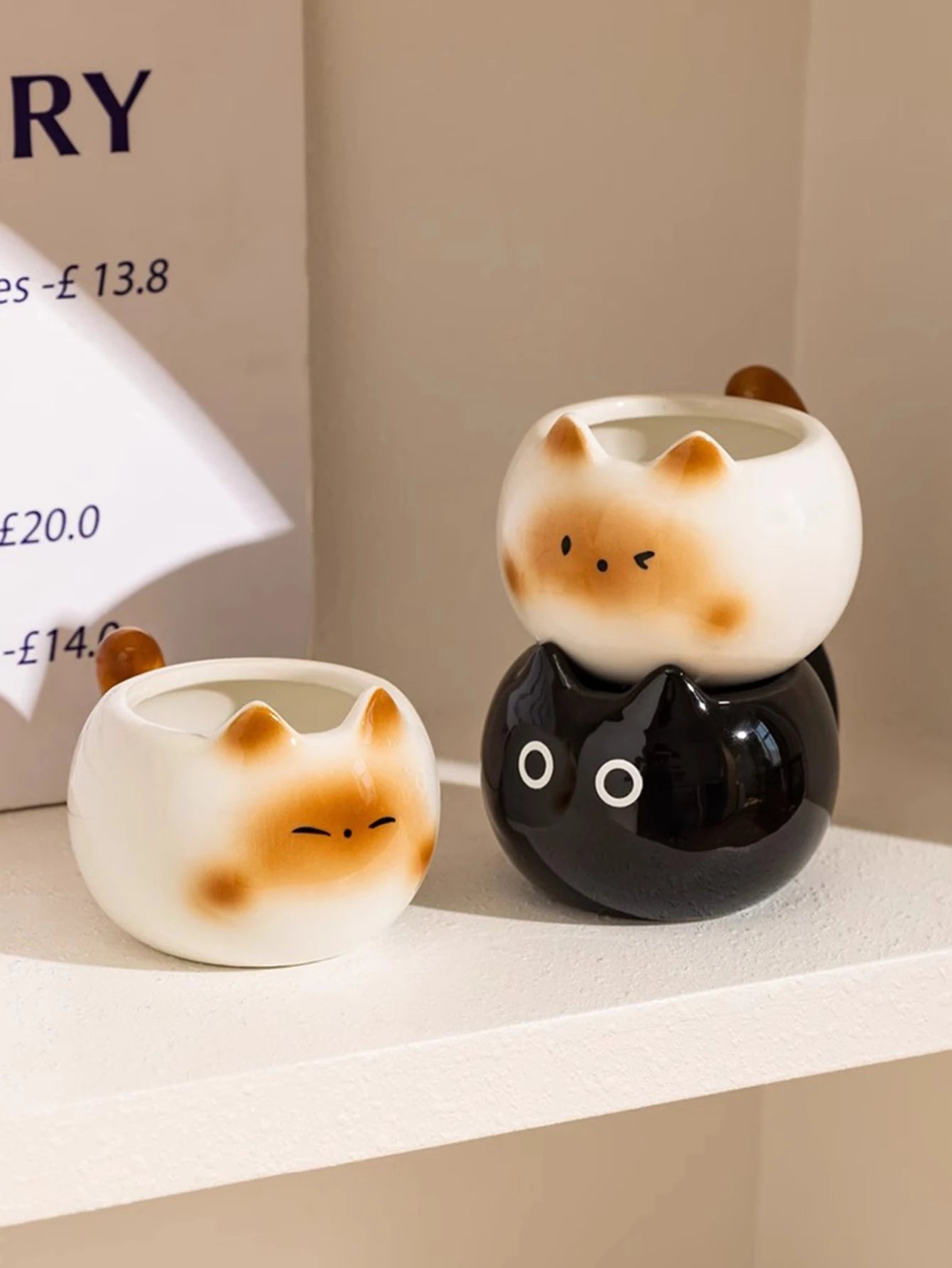 1Pc Siamese Cat Coffee Cup Creative Cute Kitten Mug High-Looking Exquisite Cup Suitable for Coffee Shop Latte Latte Cup Office Living Room Home Bedroom Drinking Cup Afternoon Tea Flower Tea Black Tea Cup Gift
