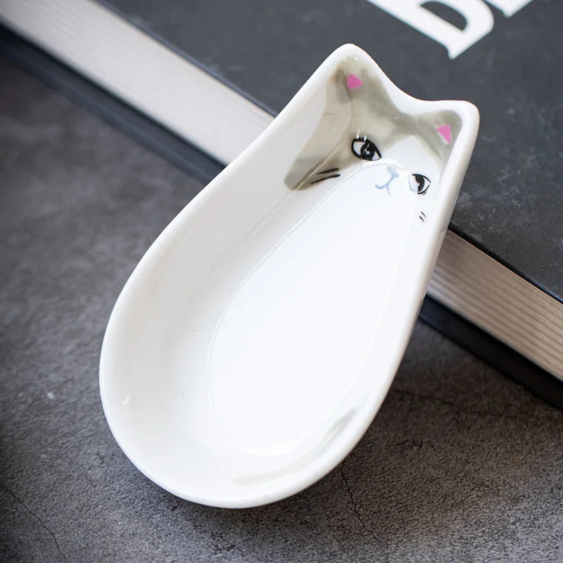 Ceramic Seasoning Dish Create Meaning Dish Japanese Cartoon Cute Cat Sauce Vinegar Dish Decoration Piece Wasabi Soy Sauce Dish