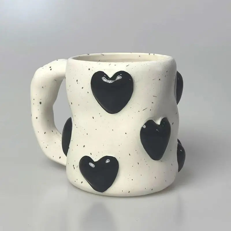 Cute Heart Pink Ceramic Mug Home Coffee Cups Set Kitchen Drinkware Set Birthday Gift Home Decoration