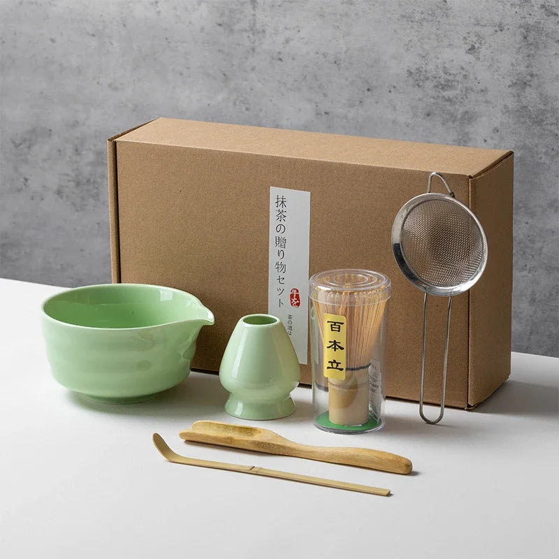 Japanese Matcha Blender Ceremony 4/5/6pcs Set Ceramic Chawan Bowl Bamboo Whisk and Tea Scoop Matcha Tools Kit for Tea Lovers
