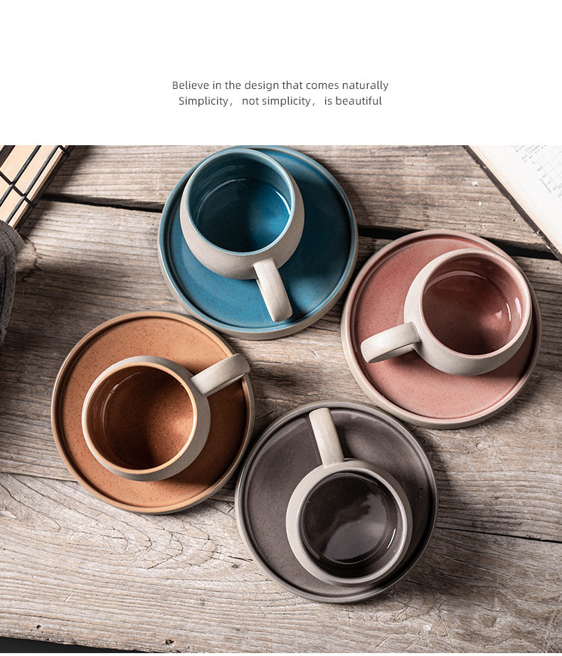 Ceramic Mug set In Japanese Retro Style Minimalist Afternoon Tea Cup Coffee Cup Dessert Mug Valentine's Day Gift cup