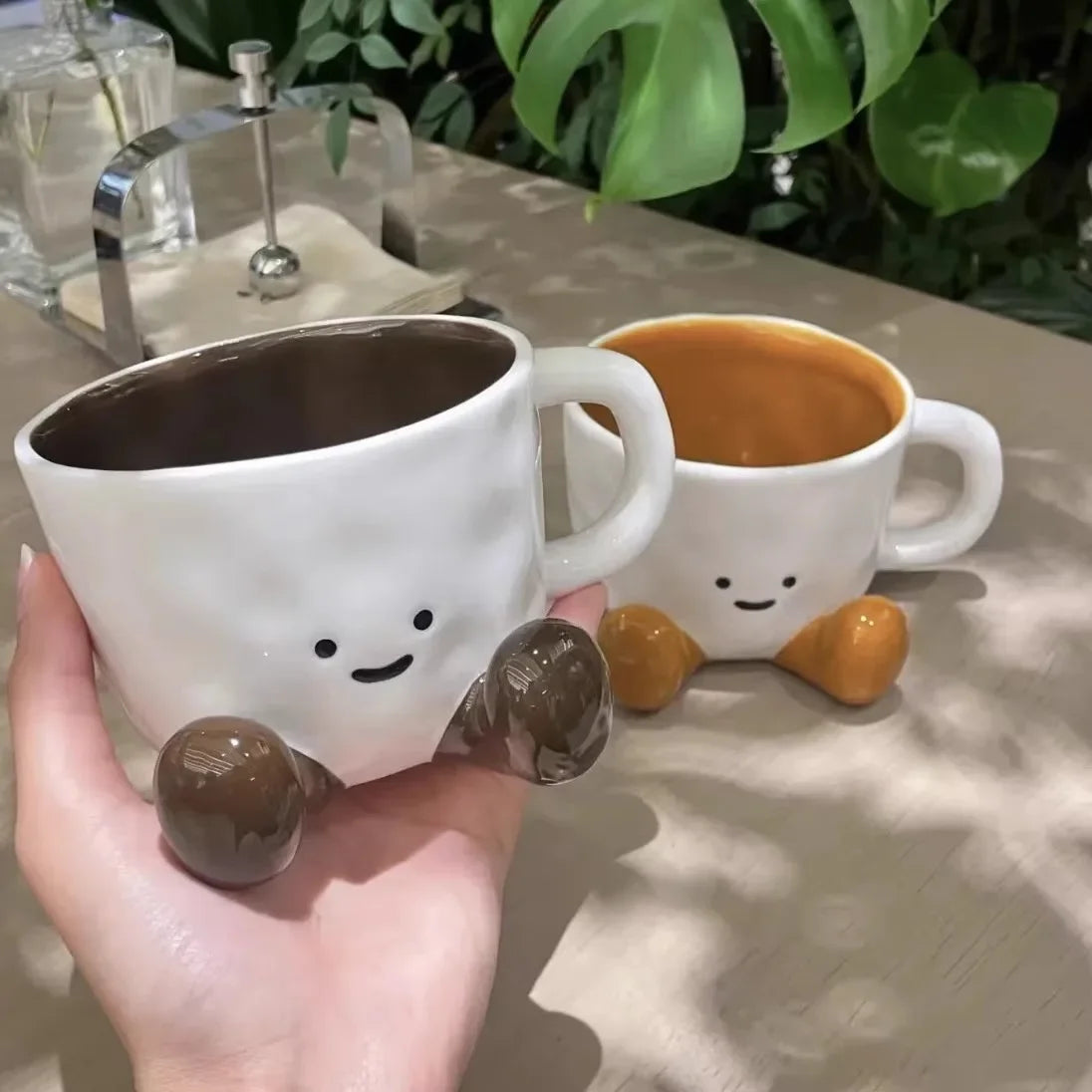 Cute Cartoon Coffee Ceramic Cup Home Desktop Decoration Smiling Face Coffee Cup For Holiday Gift
