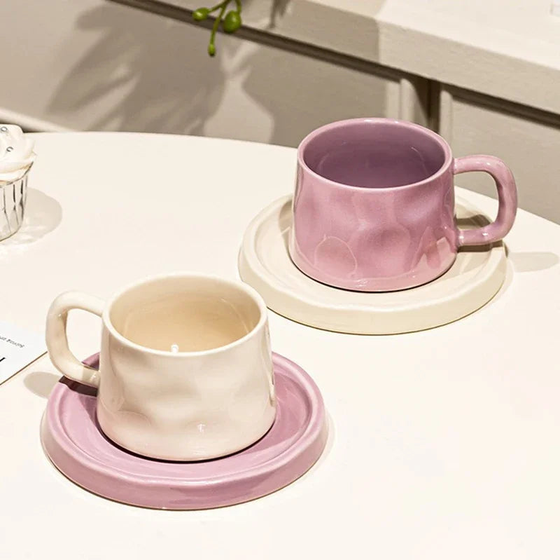 Ceramic Mugs Cute Coffee Cups and Saucers Creative Exquisite Afternoon teacup Breakfast Milk Mug Girl Gift Coffee Cup Water cups