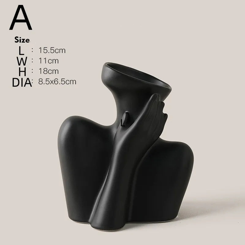 New Creative Human Vase Living Room Flower Arrangement Container Ceramic Flower Pot Decoration Home Decoration Accessories
