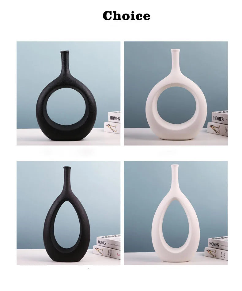 Ceramic Hollow Vase Nordic Flower Pot Modern Art Planter Pots Office Living Room Desktop Interior Home Decoration Accessories