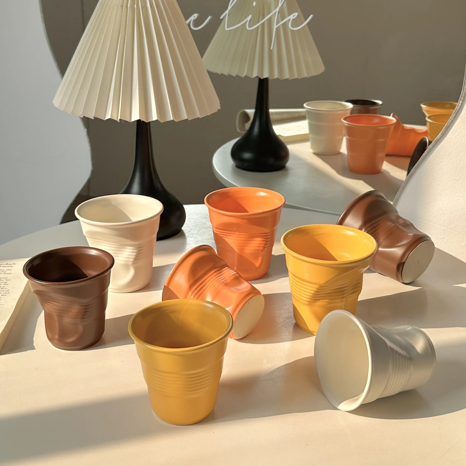 Ceramic Irregular Coffee Cup,200/400ml Pure Color Coffee Mug Milk Mug Tea Drinks Water Cup,Home Office Tumbler Mugs