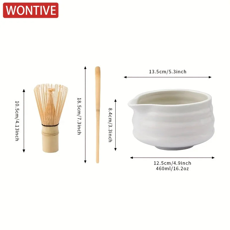 1set Japanese Matcha Set, White Mouth with Matcha Bowl and Matchas Whisk Set Tea Set, Gift for Matcha"s Lovers