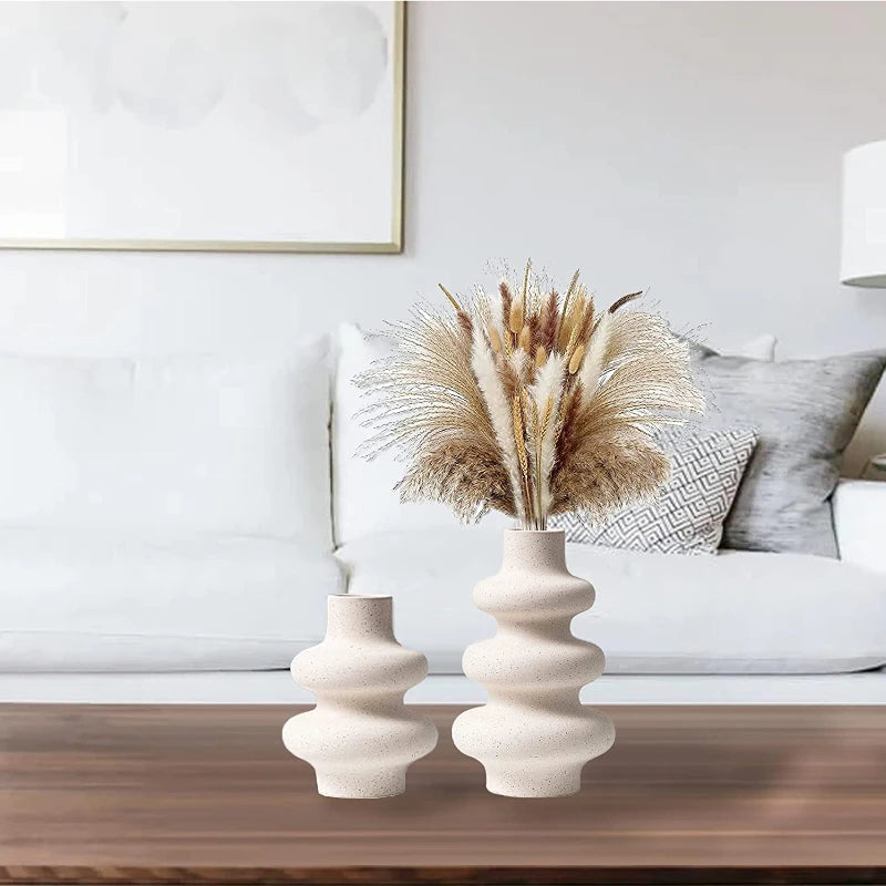 Nordic Style Ceramic Vase Modern White Dried Flower Vases Boho Home Decor Wedding Decoration Accessories Desktop Art Decorations