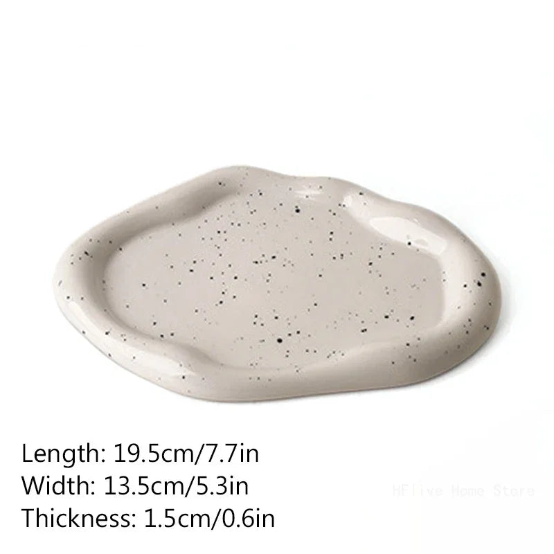 Nordic Silver Plated Ceramic Dish Irregular Tray Decorative Jewelry Organizer ins Creative Tray Luxury Ceramic Storage Tray