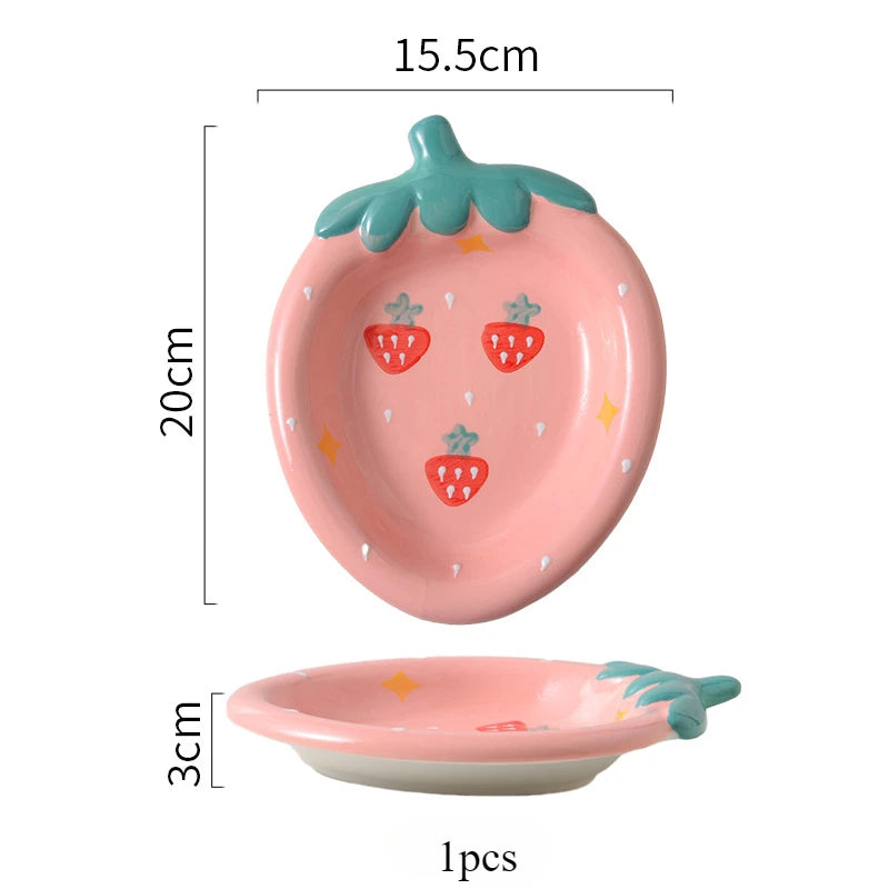 Fruit Plates Ceramic Household Cute Dessert Plates Salad Plates Home Desktop Fun Decoration Plates Mini Trays Kitchen Oil Plates