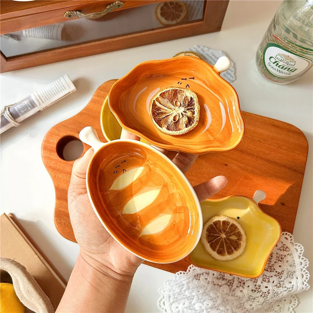 4pcs ceramic side dishes, small dipping saucers, mini small plates, cute bread shape tableware