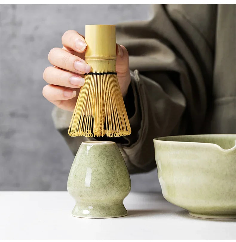 Japanese Matcha Blender Ceremony 4/5/6pcs Set Ceramic Chawan Bowl Bamboo Whisk and Tea Scoop Matcha Tools Kit for Tea Lovers
