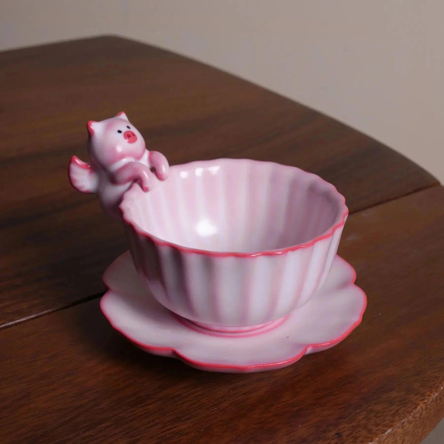 Creative Pig Inside Ceramic Teacup, Funny Bubble Spitting Pig Design, Espresso Coffee Water Mug, Cute Novelty Gift
