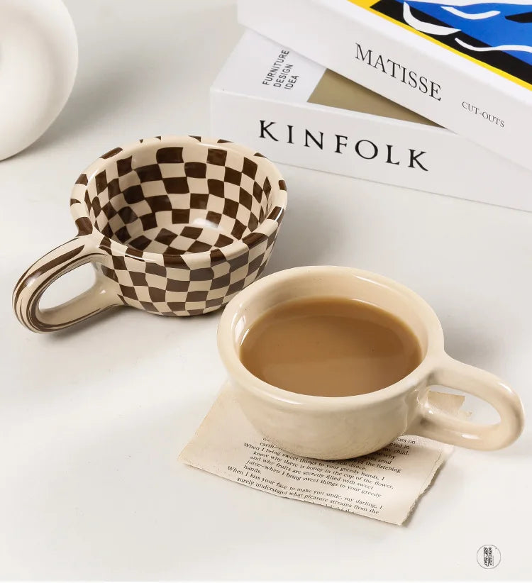 1pc Ceramic Mugs Coffee Cups Irregular Flower Milk Tea Cup ins korean style Oatmeal Breakfast Mug Drinkware Kitchen