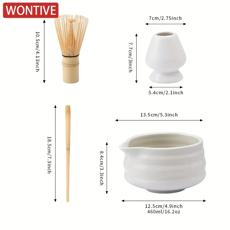 1set Japanese Matcha Set, White Mouth with Matcha Bowl and Matchas Whisk Set Tea Set, Gift for Matcha"s Lovers