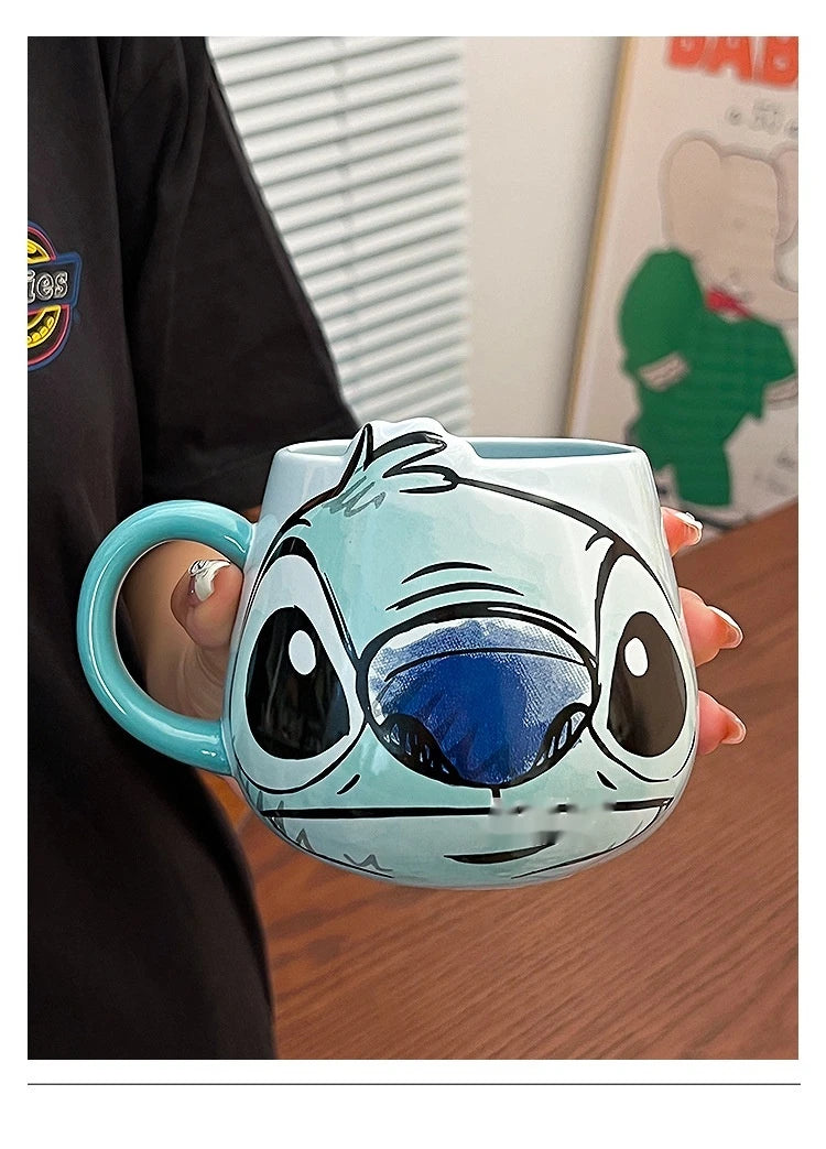 Disney Stitch New Cute Girl High Beauty Fashion Cartoon Creative Pattern Couple Milk Coffee Ceramic Mug Home Dormitory Gift Cup