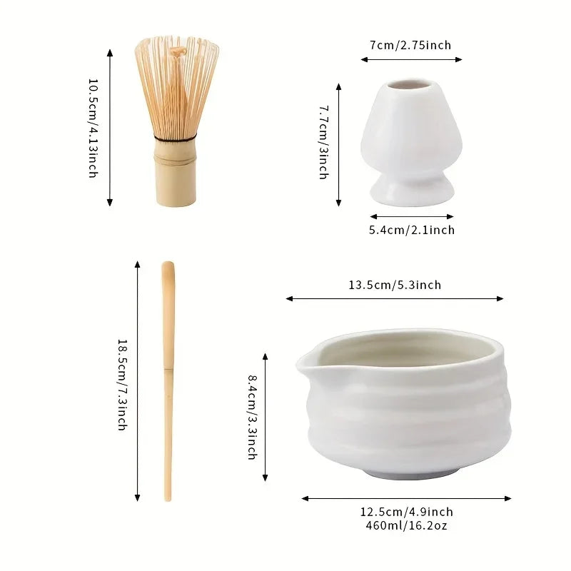 1set Japanese Matcha Set, White Mouth with Matcha Bowl and Matchas Whisk Set Tea Set, Gift for Matcha"s Lovers