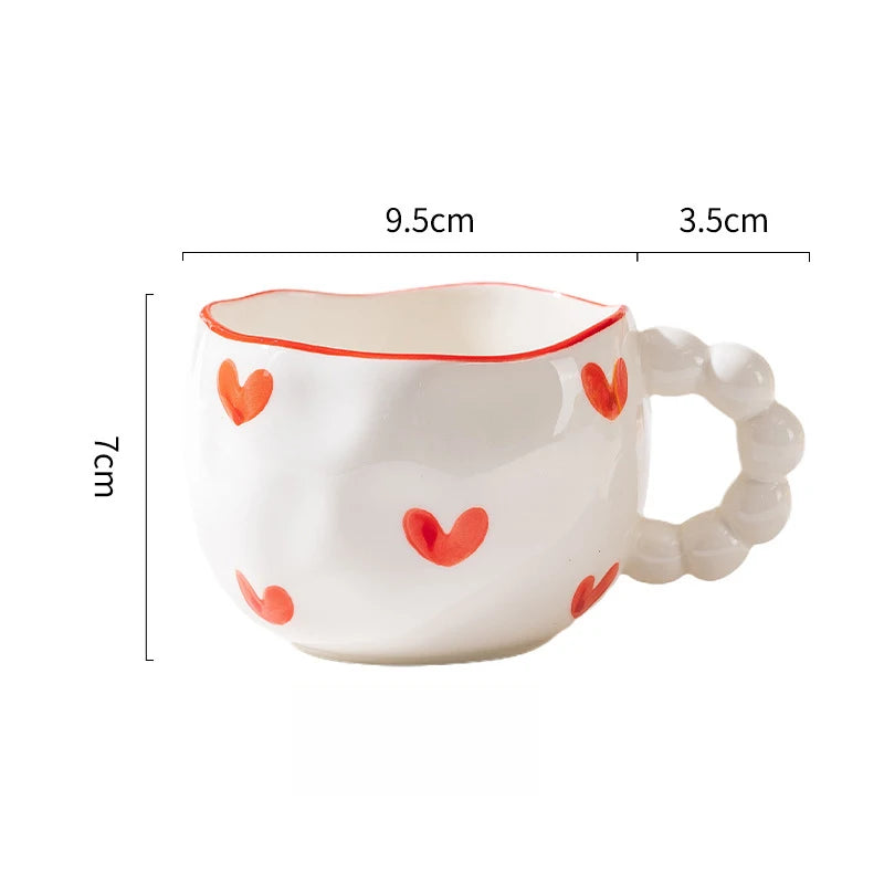 Cute Ceramic Mugs Cloud Heart Pattern Coffee Cups Flower Milk Tea Cup 250ML Drinkware Kitchen