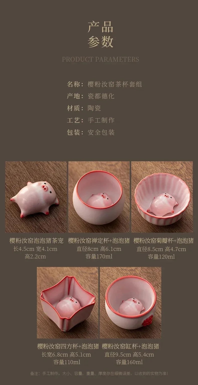 Creative Pig Inside Ceramic Teacup, Funny Bubble Spitting Pig Design, Espresso Coffee Water Mug, Cute Novelty Gift