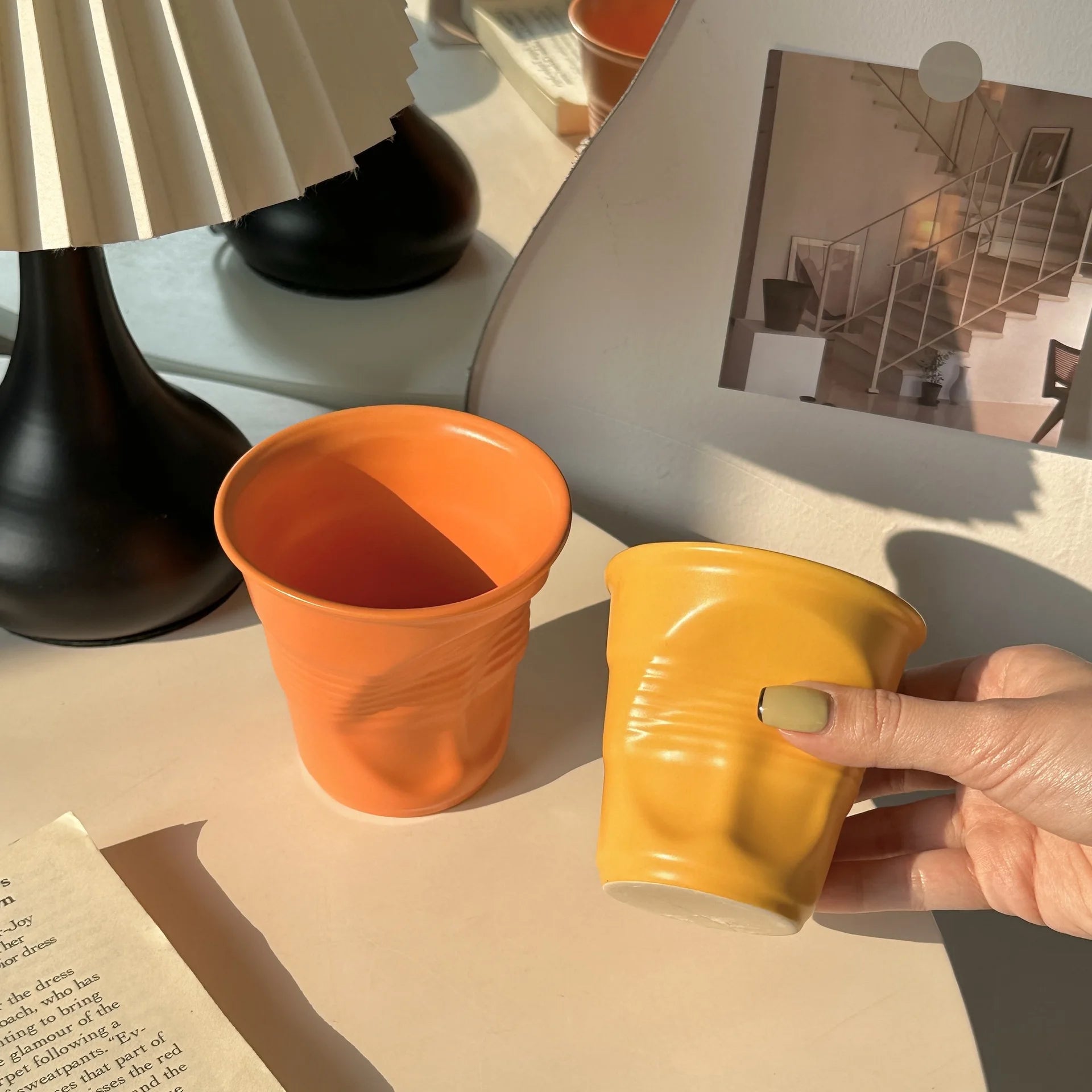 Ceramic Irregular Coffee Cup,200/400ml Pure Color Coffee Mug Milk Mug Tea Drinks Water Cup,Home Office Tumbler Mugs