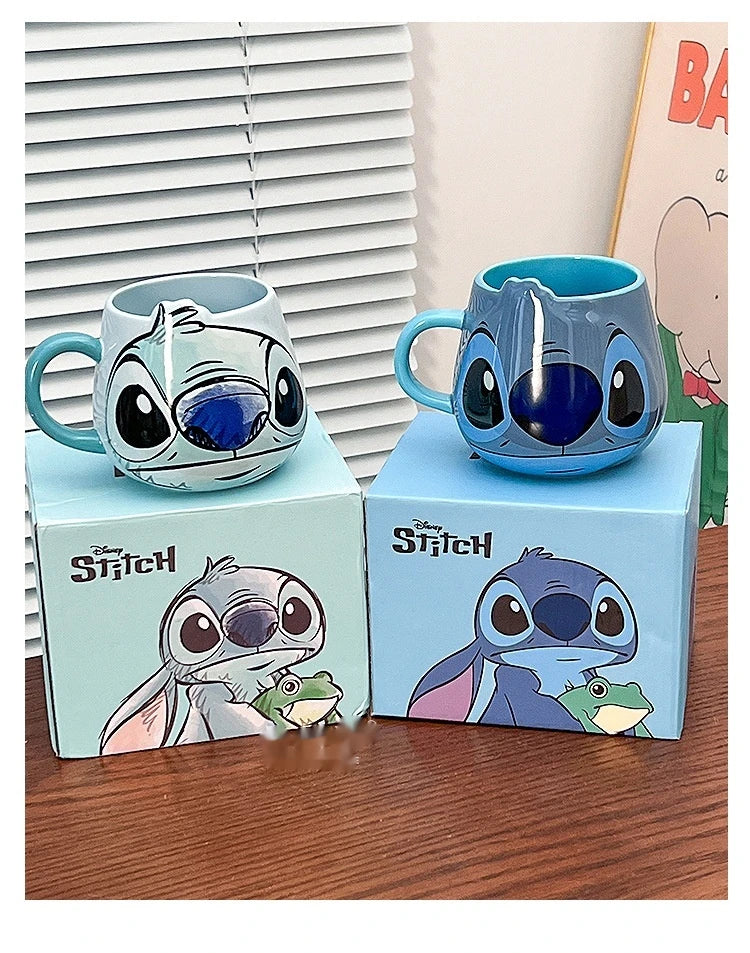Disney Stitch New Cute Girl High Beauty Fashion Cartoon Creative Pattern Couple Milk Coffee Ceramic Mug Home Dormitory Gift Cup