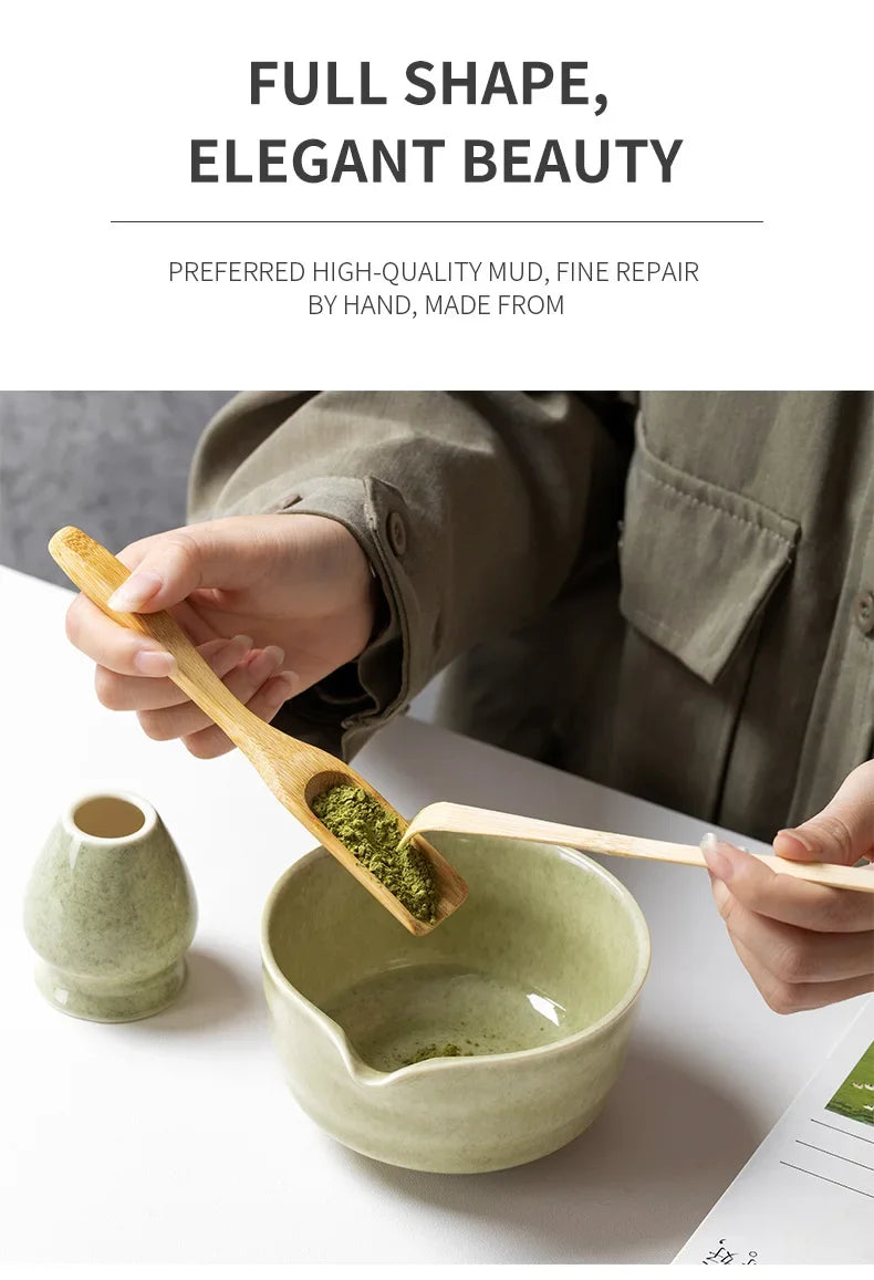 Japanese Matcha Blender Ceremony 4/5/6pcs Set Ceramic Chawan Bowl Bamboo Whisk and Tea Scoop Matcha Tools Kit for Tea Lovers
