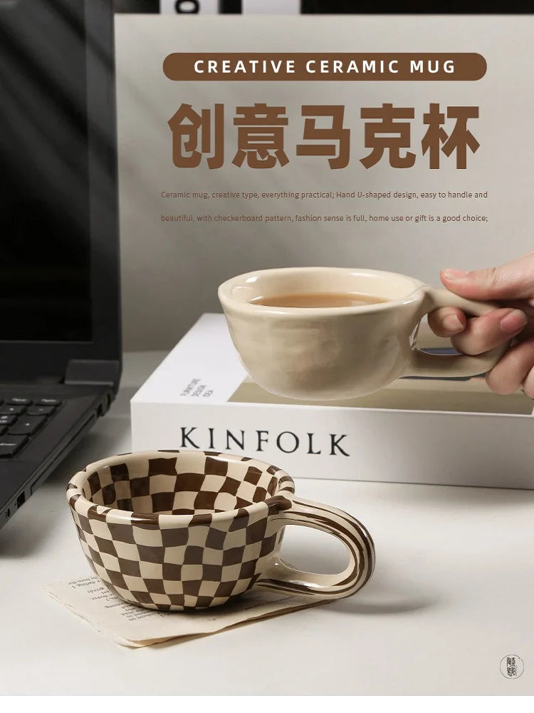 1pc Ceramic Mugs Coffee Cups Irregular Flower Milk Tea Cup ins korean style Oatmeal Breakfast Mug Drinkware Kitchen