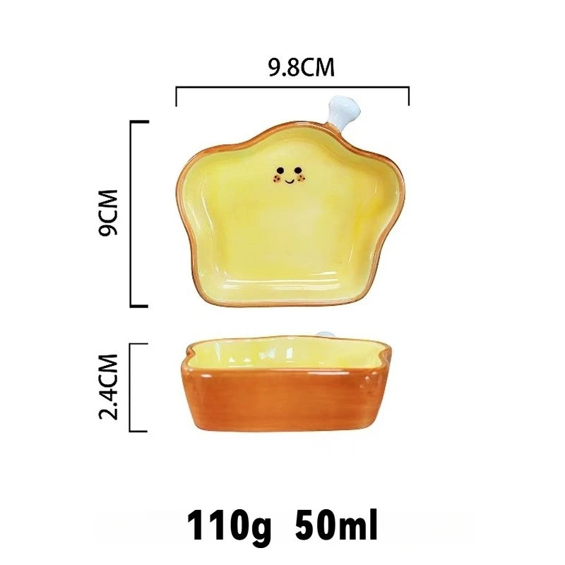 Ceramic bread plate cute croissant pattern dessert plate home creative plate