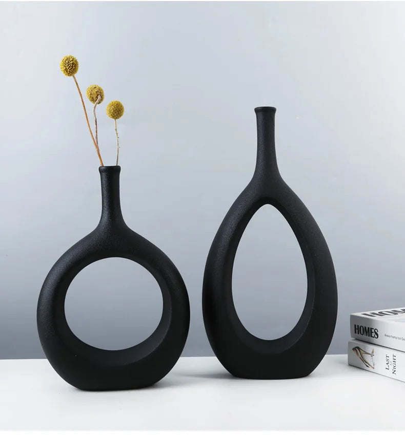 Ceramic Hollow Vase Nordic Flower Pot Modern Art Planter Pots Office Living Room Desktop Interior Home Decoration Accessories