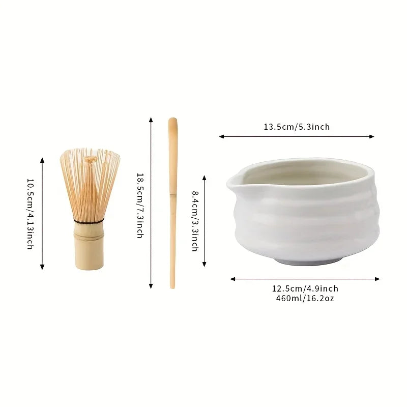 1set Japanese Matcha Set, White Mouth with Matcha Bowl and Matchas Whisk Set Tea Set, Gift for Matcha"s Lovers