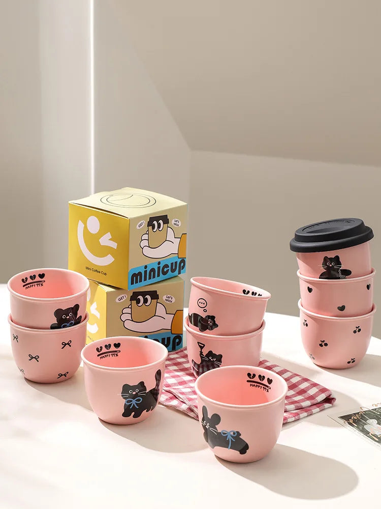 Pink Hand-held Coffee Cup Cute Casual Cup with Lid Female Water Cup French Beautiful Drinking Water Ceramic with Silicone Lid