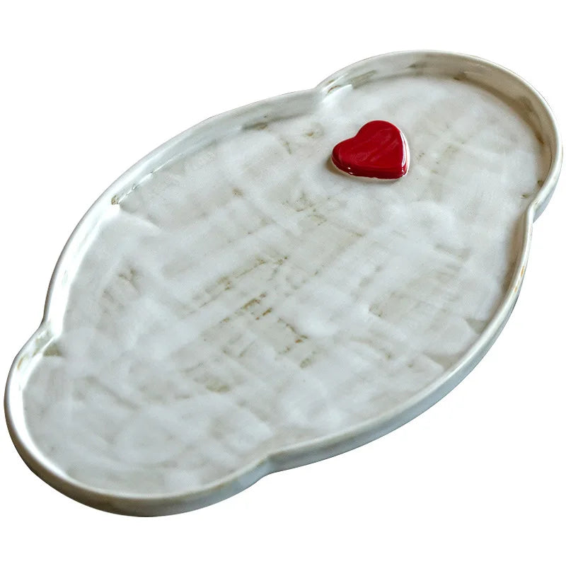 Creative Dry Brew Tray Ceramic Tea Tray Powder Introduction Oval Retro Home Use