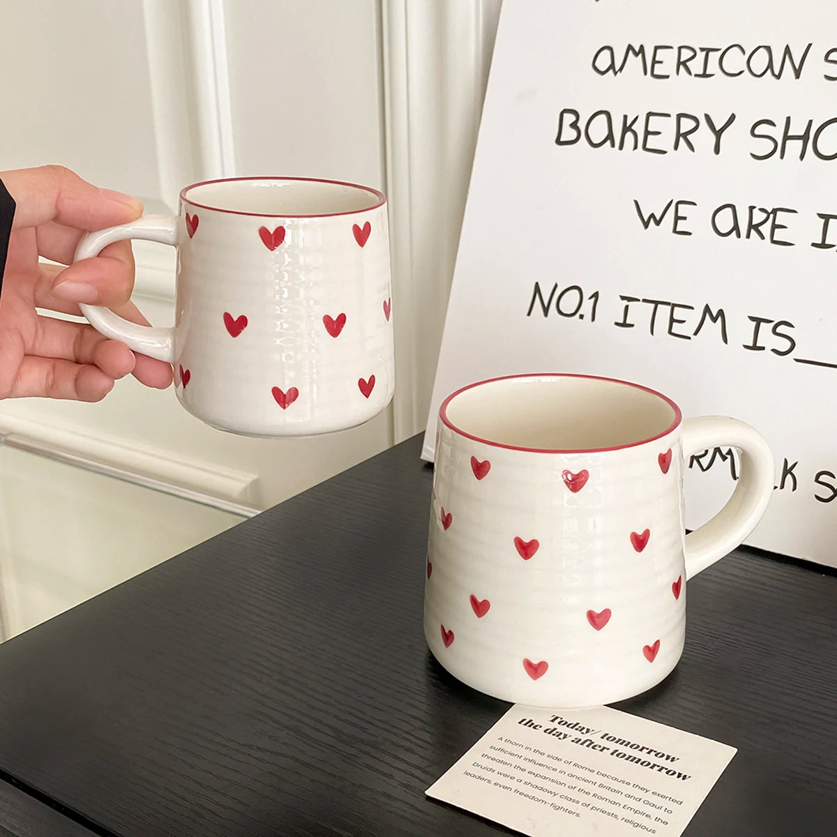 Love Ceramic Mug, Cute Little Love Ceramic Mug Coffee Cup Drinking Cup, Suitable for Home Drinking, Afternoon Tea Drinking, Office Drinking, Coffee Shop Latte Art, Souvenir, Valentine's Day Holiday Gift, Birthday Gift