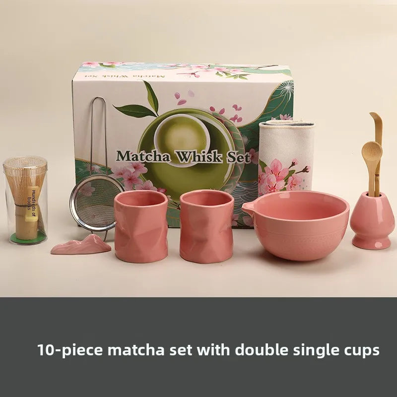 5/10PCS Matcha Whisk Set for Beginners Elegant Bamboo Wood Japanese Matcha Tea Making Kit with Whisk Holder Scoop Sifter