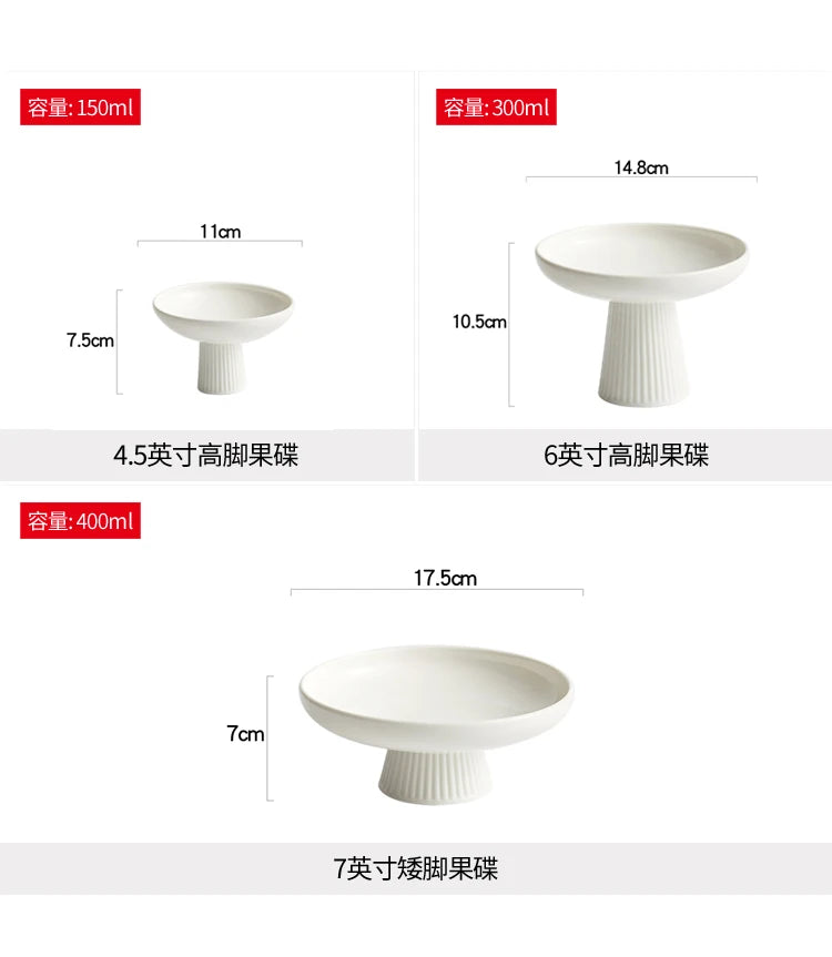 High Footed Plate Ceramic Japanese Style Exquisite Small Fruit Platter Snack Plates Office Tea Dish Restaurant Hotel Tableware