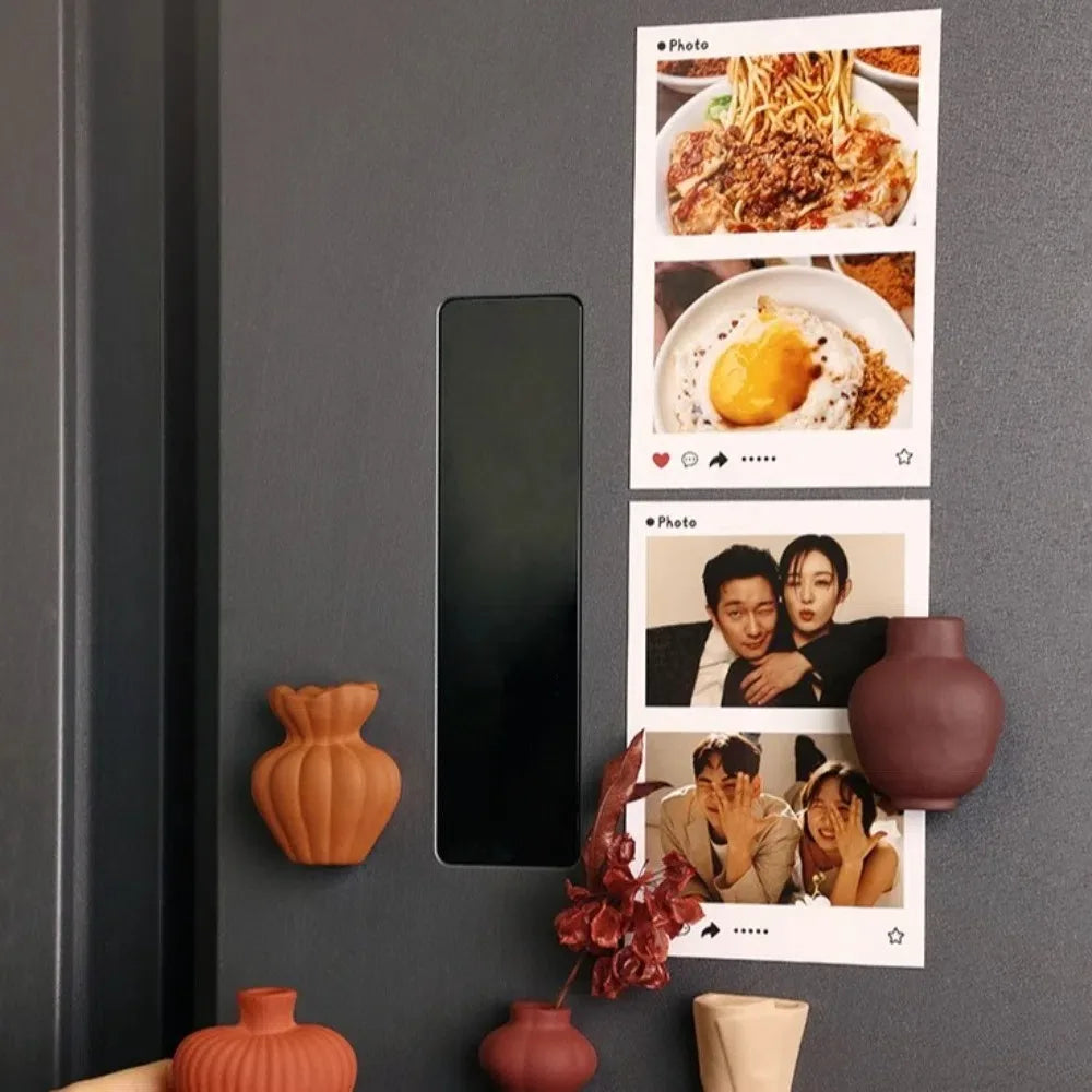 Ceramic Vases Refrigerator Stickers Decorative Exquisite Magnetic Sticker Mini Stylish Simulation Flower Vase Living Room