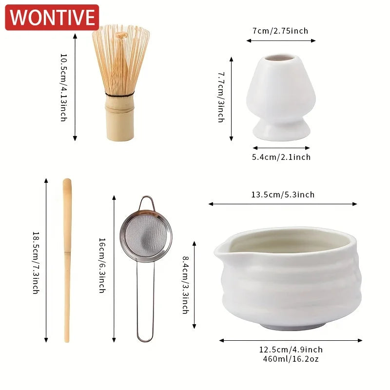 1set Japanese Matcha Set, White Mouth with Matcha Bowl and Matchas Whisk Set Tea Set, Gift for Matcha"s Lovers
