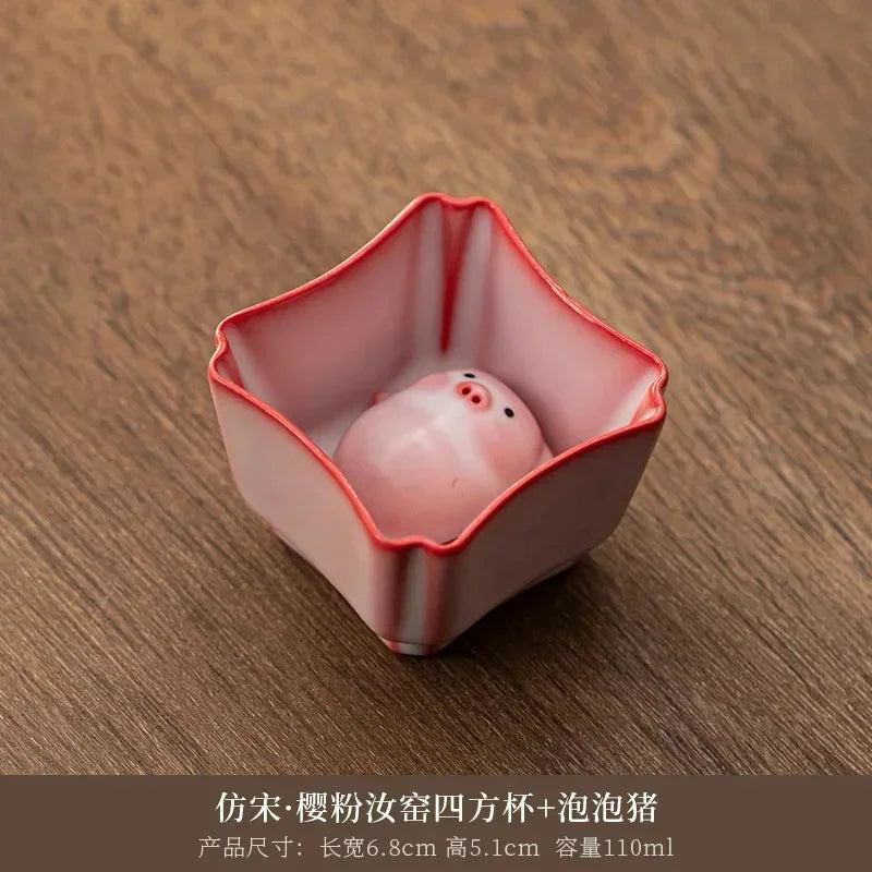 Creative Pig Inside Ceramic Teacup, Funny Bubble Spitting Pig Design, Espresso Coffee Water Mug, Cute Novelty Gift