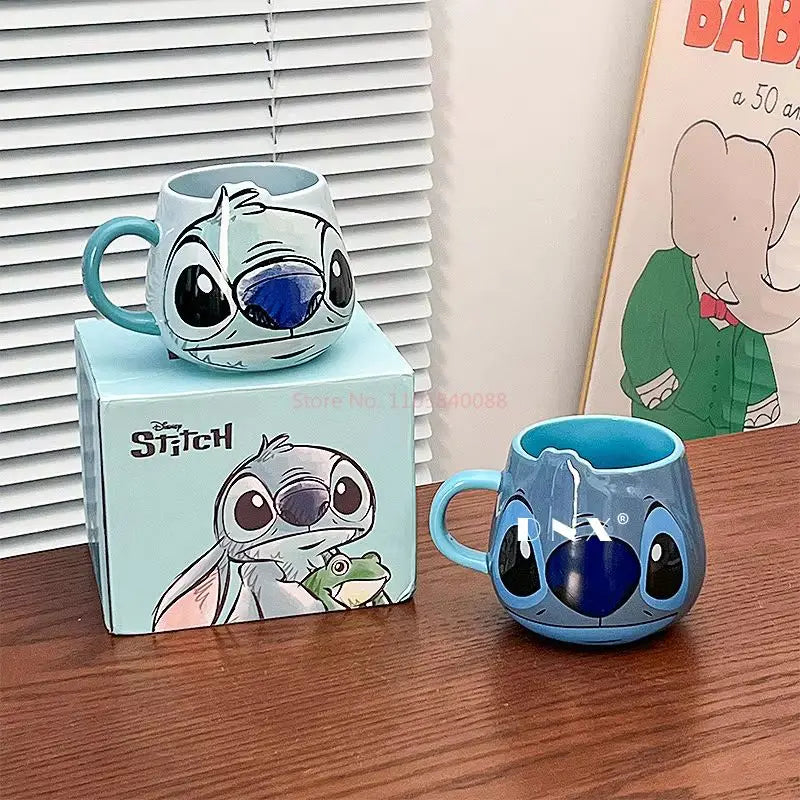 Disney Stitch New Cute Girl High Beauty Fashion Cartoon Creative Pattern Couple Milk Coffee Ceramic Mug Home Dormitory Gift Cup