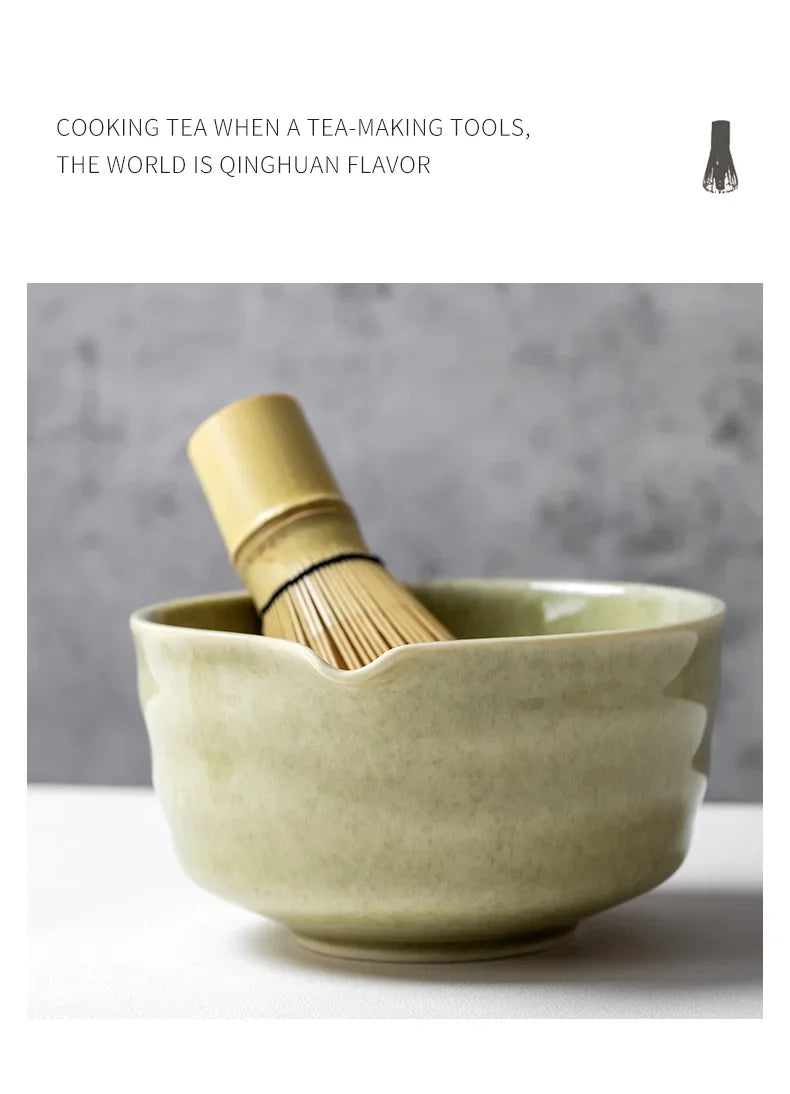 Japanese Matcha Blender Ceremony 4/5/6pcs Set Ceramic Chawan Bowl Bamboo Whisk and Tea Scoop Matcha Tools Kit for Tea Lovers