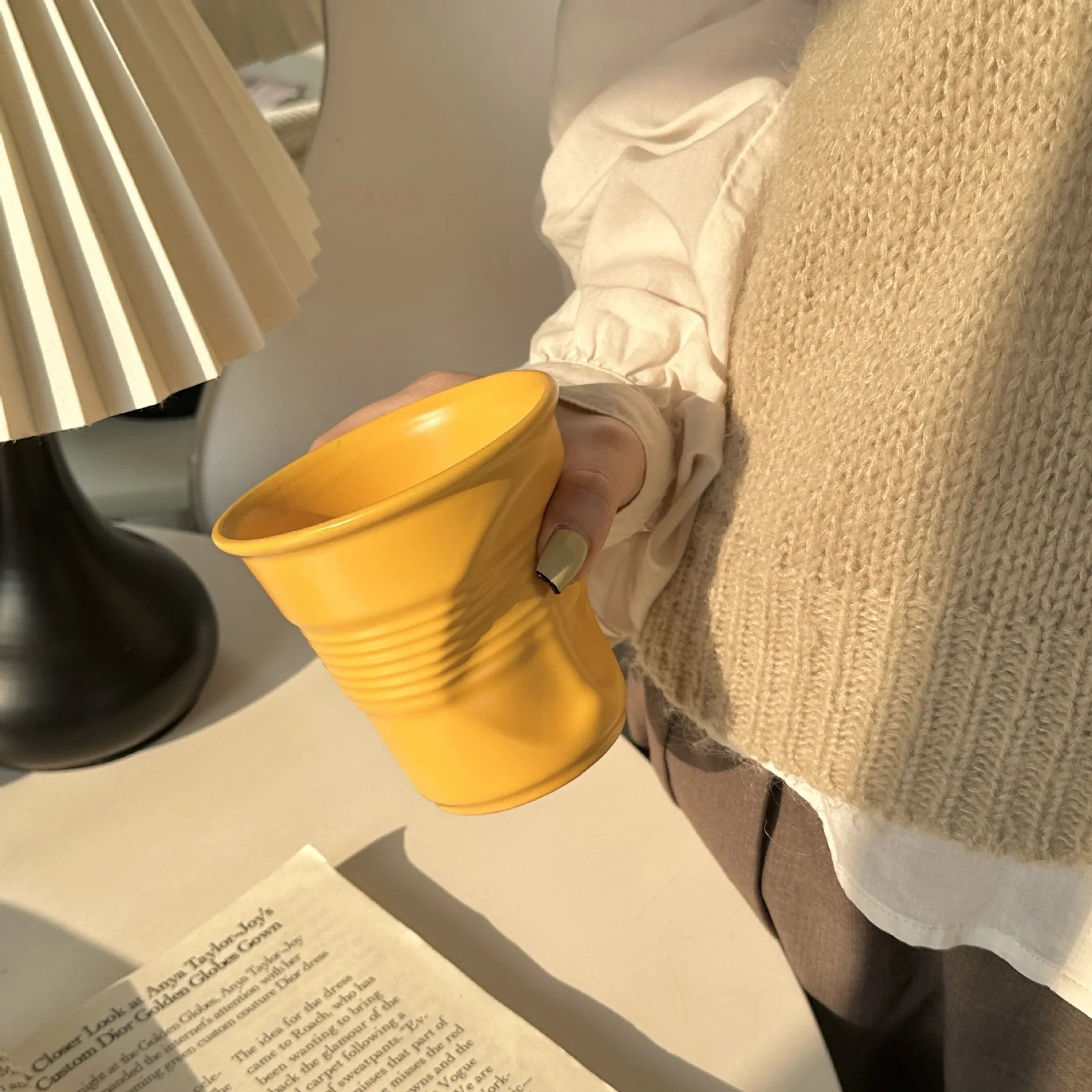 Ceramic Irregular Coffee Cup,200/400ml Pure Color Coffee Mug Milk Mug Tea Drinks Water Cup,Home Office Tumbler Mugs