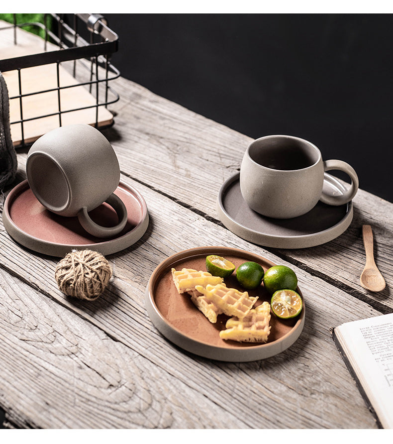 Ceramic Mug set In Japanese Retro Style Minimalist Afternoon Tea Cup Coffee Cup Dessert Mug Valentine's Day Gift cup