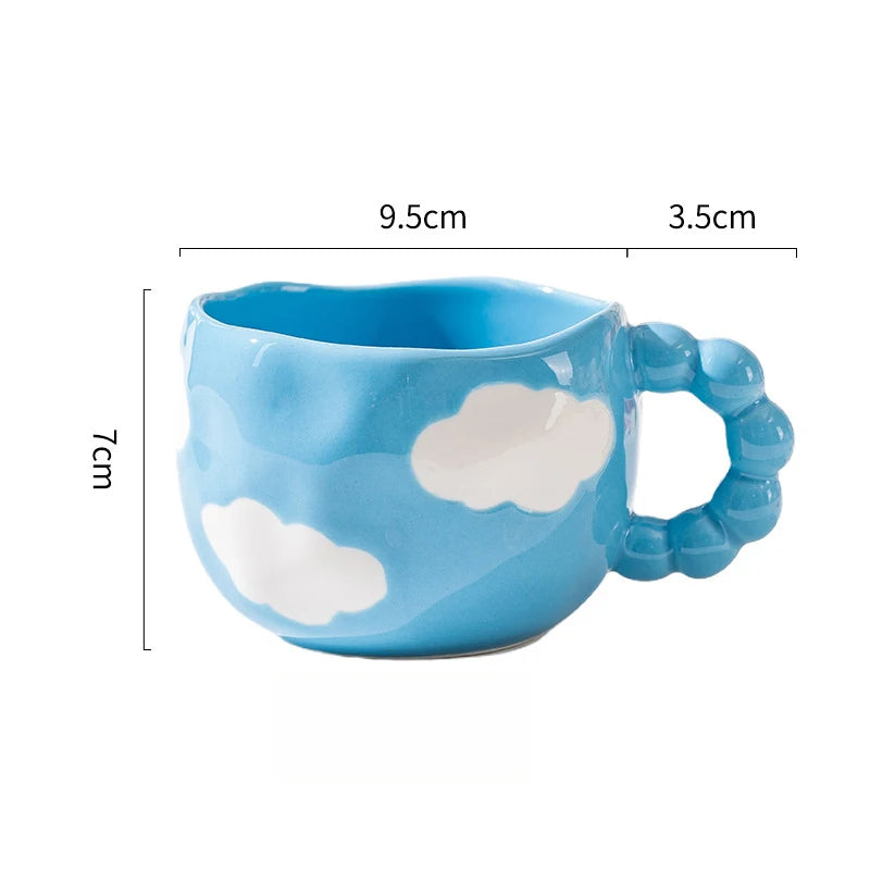 Cute Ceramic Mugs Cloud Heart Pattern Coffee Cups Flower Milk Tea Cup 250ML Drinkware Kitchen