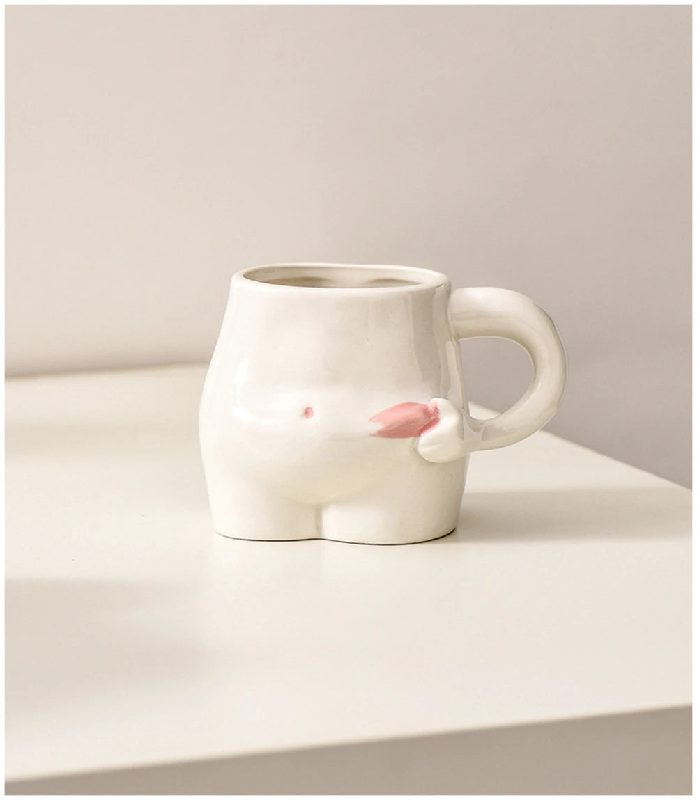 European 320ml Ceramic Cup Cute Belly Cup Coffee Cup Set Creative Art Milk Cup Modern Living Room Home Decoration Accessories