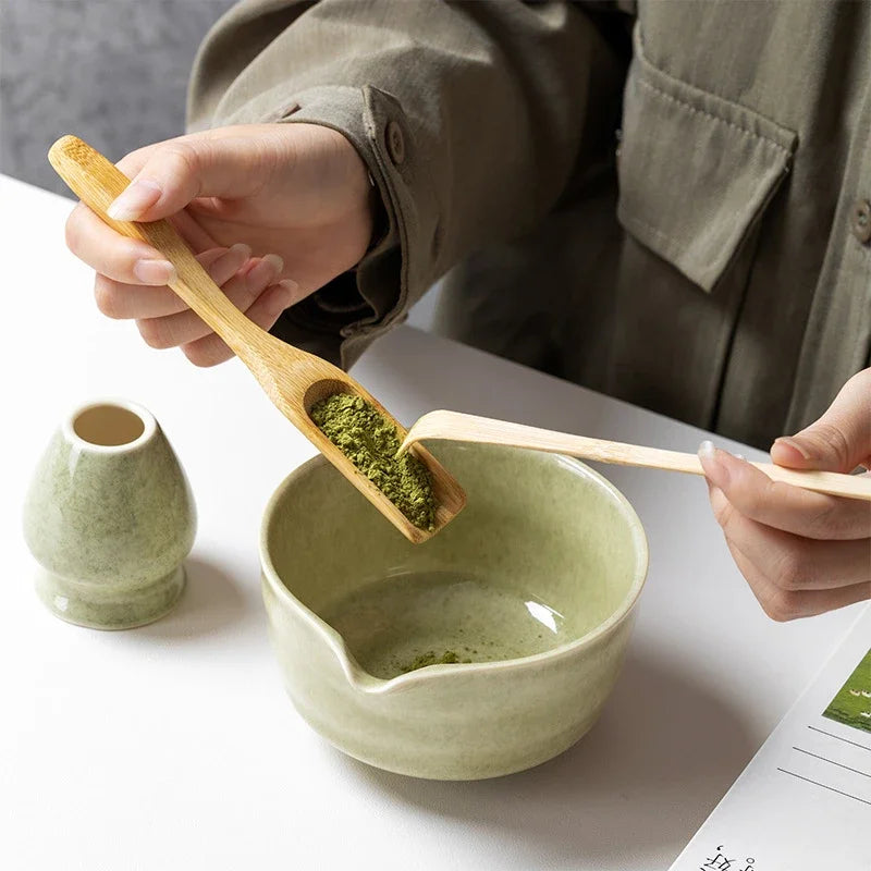Japanese Matcha Blender Ceremony 4/5/6pcs Set Ceramic Chawan Bowl Bamboo Whisk and Tea Scoop Matcha Tools Kit for Tea Lovers