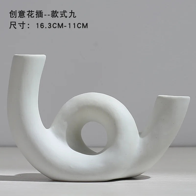 Ceramic Vase Flower Arrangement Dried Flowers Nordic Style Ins Simple Creative Hydroponic Flower Set Living Room Home Decoration